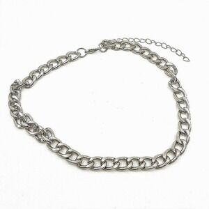 Vintage Y2K Silver Tone Chunky Curb Chain Lobster Grunge Aesthetic Bracelet Boho